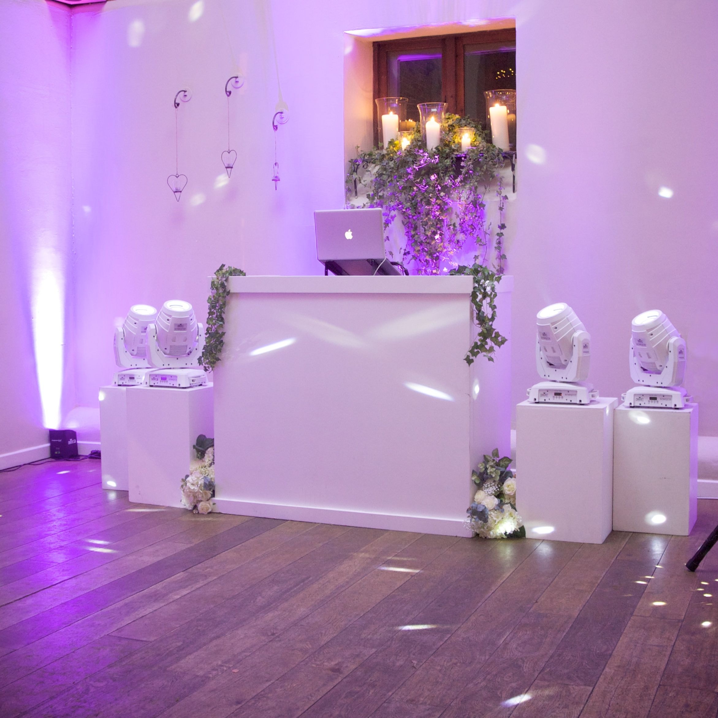 White DJ Booth Setup
