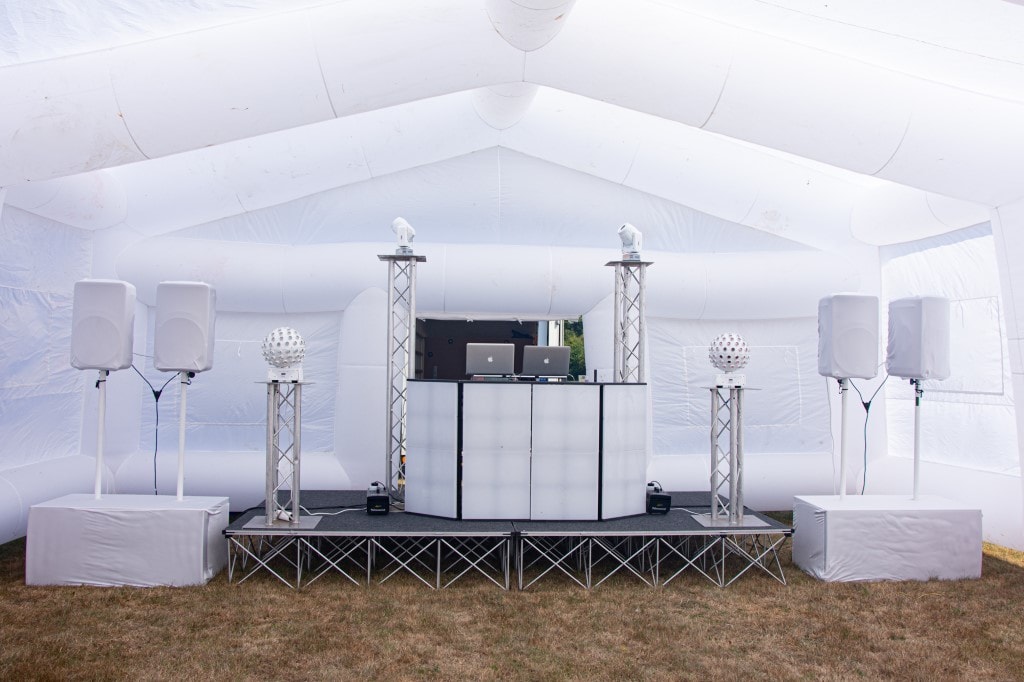 White Marquee Stage Setup